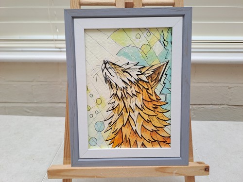 Framed basking fox - basking,