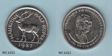 Mauritius Half Rupee 1987 Coin