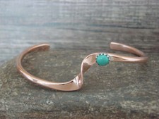 Native American Copper & Turquoise Stackable Bracelet Signed Skeets