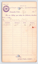 1917 Utah Fuel Co. Postcard Sunnyside UT Coke Shipment Fresno CA Rail Freight