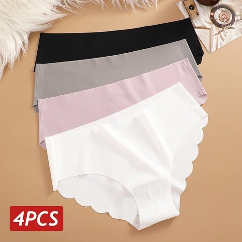 4pcs ice silk seamless panties - 4pcs,