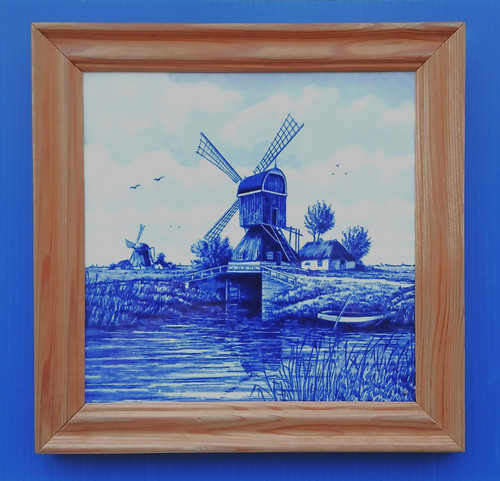 Framed delft tile blue - framed,