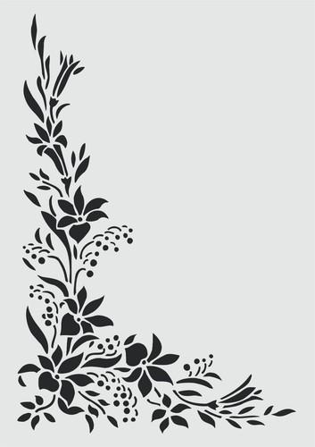 Lily flower stencil corner - lily,