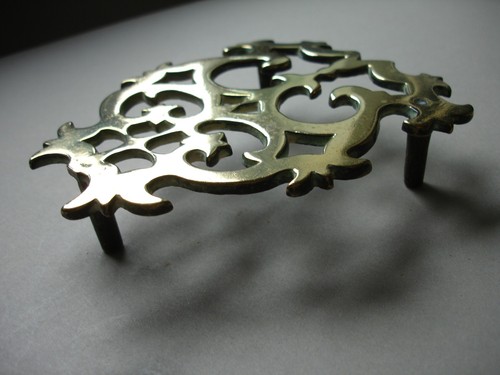 Vintage pierced brass trivet - brass, /