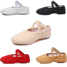 Children Adult Pink Ballet Shoes Canvas Split Sole Pointe Dance Shoes Slippers