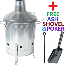 15L Metal Incinerator Fire Burning Bin + Free Ash Shovel & Poker