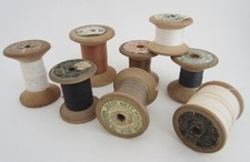 Lot of 8 Vintage Wooden Cotton