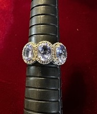 Vintage Sterling Silver Amethyst 3 Stone Ring Size 5 3/4 3g