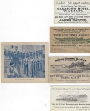 Minnesota, fishing, boating, trade cards, Lake Chippewa, resorts, trout, pike