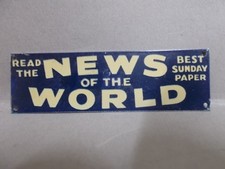 Vintage Metal Advertising Sign NEWS of the WORLD Old Shop Stock C.1947 Milbro
