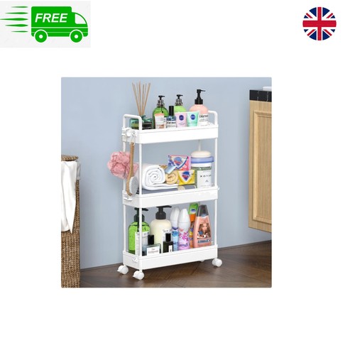 Stylish white rolling trolley - white,