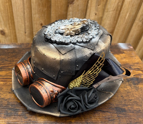 Steampunk metal effect top - top, hat