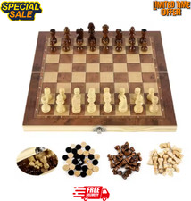 Large Chess Wooden Set Folding