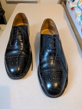 Loake Black Mens Brogues Leather Shoes Size UK 8.5