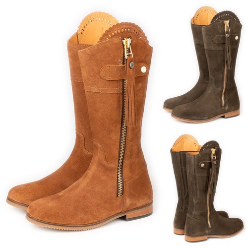 Ladies mid calf suede boots - mid,