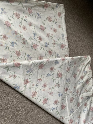 Vintage 80s cream pink floral - cream,