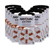 Hearing Aid Batteries 60PCS/10 Cards RAYOVAC EXTRA 1.45V 312 312A A312 PR41 Zinc