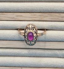 14kt yellow gold & synth ruby