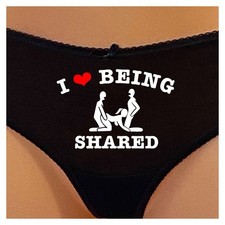 Naughty I Love Being Shared Cotton Panties In Black