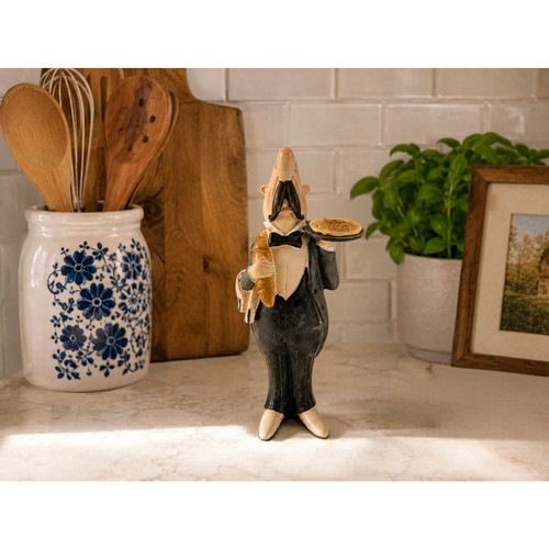 Vintage resin waiter statue - vintage,