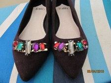 Faith shoes UK 7 Purple slip on  embellished stones faux suede new without box