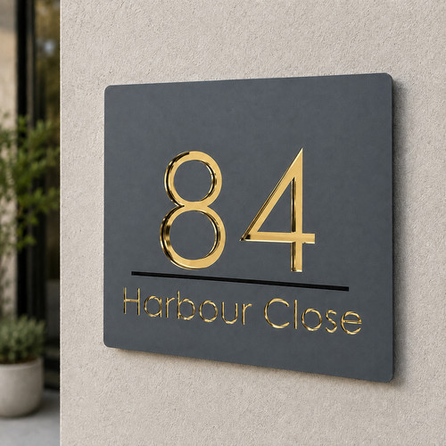 Laser house number plaques - number,
