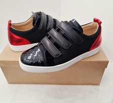 Christian Louboutin Kiddo Black red leather trainers in size 40.5 UK 6.5 -7