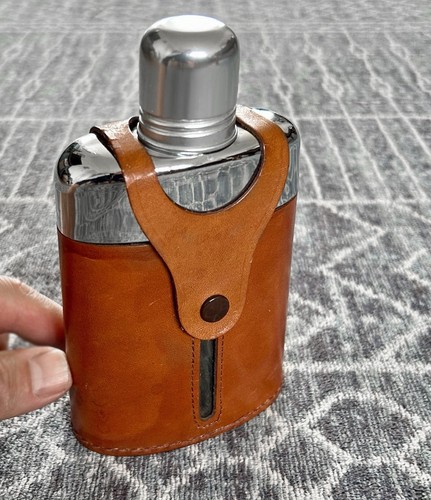 Vintage leather bound glass - glass, &