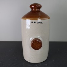 Vintage Salt Glaze Stoneware Large Bed Warmer Hot Water Bottle  - H.M. GOVT.