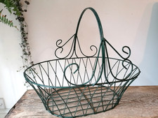 Vintage Green Oval Wire Basket