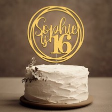 Personalised Happy Birthday Acrylic Cake Topper Custom Colour Any Name & Age