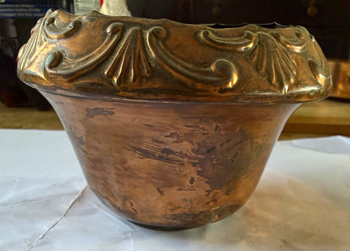 Art nouveau copper bowl with - nouveau,