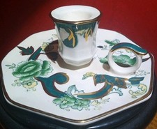 Vtg Mason's Ironstone Green Chartreuse Mandalay Candle Stick Holder Stamped Uk