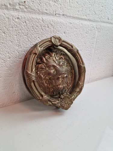 Vintage brass lion head door - brass,