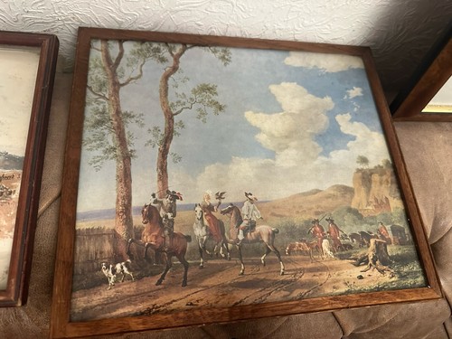 Vintage framed hunting scene - vintage,