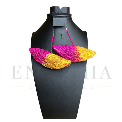 Pink yellow woven leaf - yellow, drop
