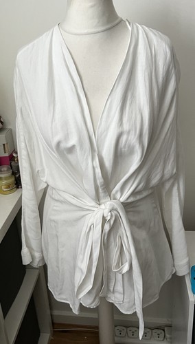 Zara white tie - white, viscose