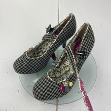 JOE BROWNS Heels 4 Grey Womens Shoes Slip On Dogstooth Check