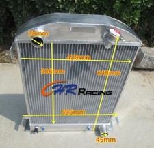 3ROWAluminum Radiator For FORD GRILL SHELLS HI-BOY CHEVY ENGINE W/COOLER AT 1932