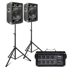 MAX 12" Passive Speaker PA System with PDM-C805A Powered Stage Mixer and Stands