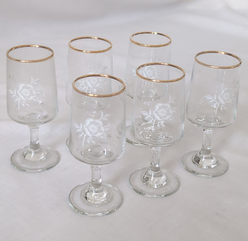 Set sherry glasses gold - -,