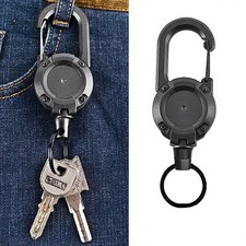 1 x Heavy duty Retractable Pull Badges ID Reel Carabiner Key Chain Cable Recoil