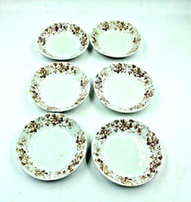 (6) JHW & Sons Hanley England - Edgevale - 5" Semi-Porcelain Desert Bowls Brown