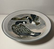 Highland Stoneware Large Shallow Fruit Bowl Hand Painted  Canada Goose - 30cm