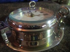 Solid polished brass Nauticalia bulkhead porthole clock large size
