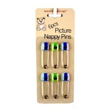 6 Picture Nappy Pins Blue &
