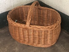 Vintage Danish Handmade Woven Wicker Garden Farm Carry Basket Trug Sturdy 18inch