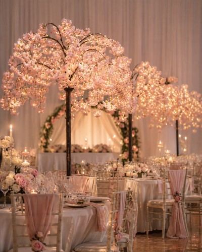 Lighted pink cherry - lighted, blossom