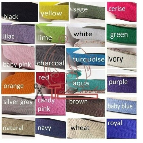 25mm cotton tape - cotton, herringbone