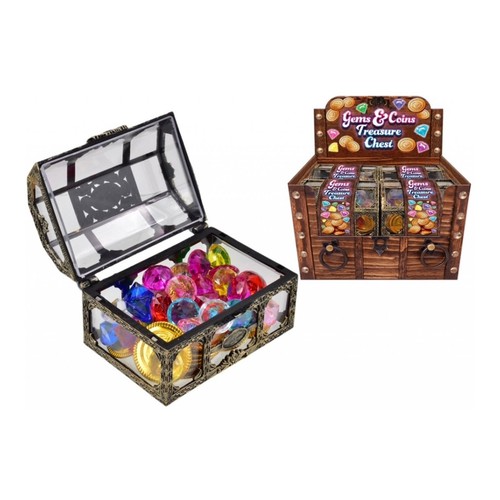 Gems and coins treasure chest - coins,